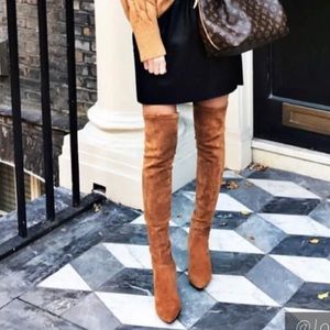 Over the knee sueded boot